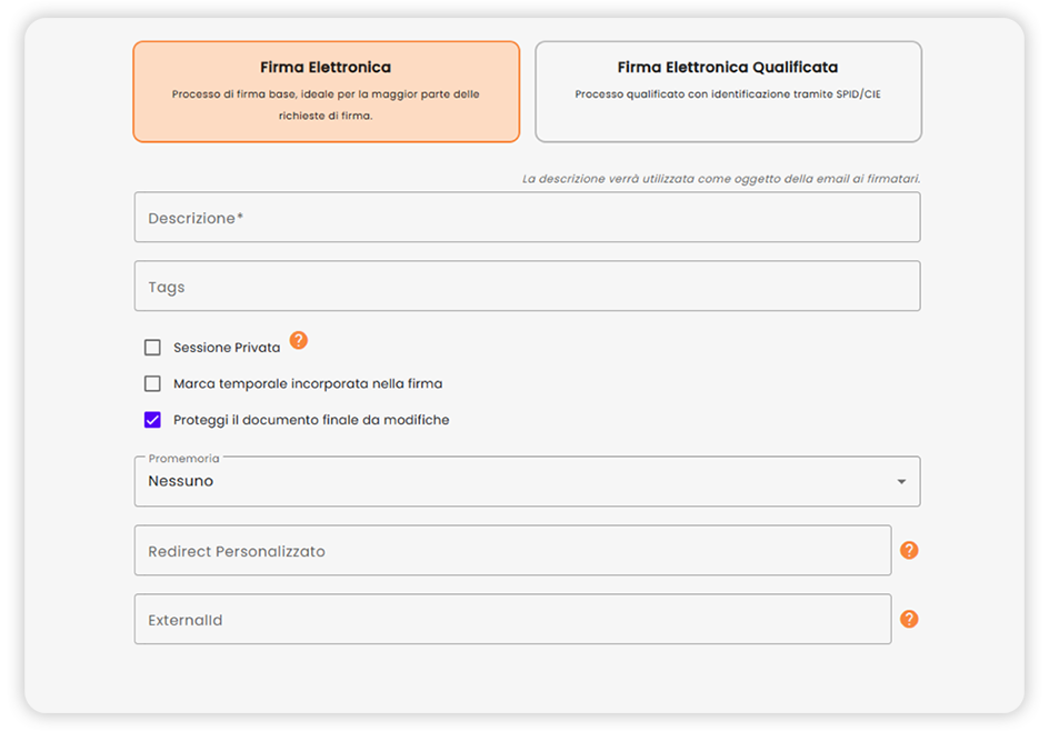 Nuova sessione di firma